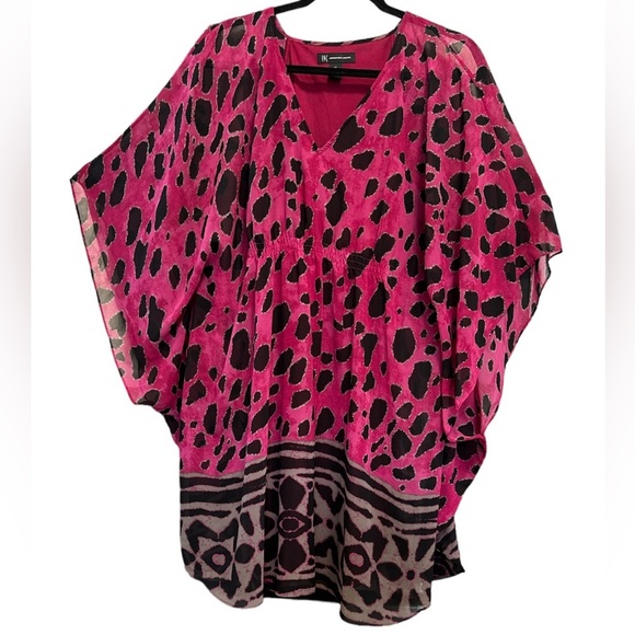 INC international Concept Leopard Print Batwing Mini Cheetah Print Dress sz 14 - Picture 1 of 5